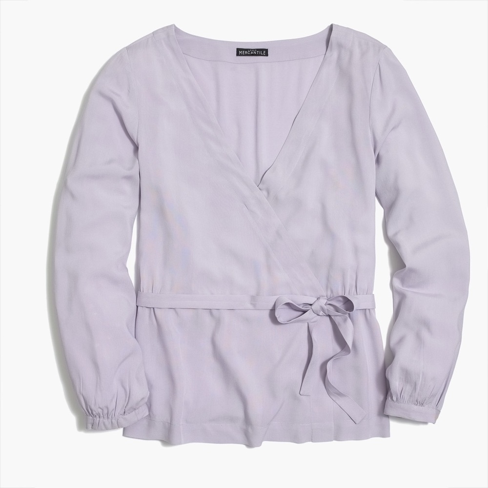 J crew factory long sleeve wrap top in lilac